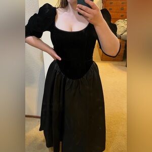 Gunne Sax Velvet Taffeta Basque Waist Dress size 9